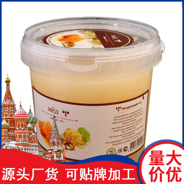 俄羅斯進口椴樹蜜2.5/1斤原蜜蜂蜜土蜂蜜結晶雪蜜椴樹蜜現貨包郵