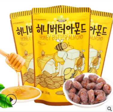 韩国进口汤姆农场Gilim 大包蜂蜜黄油杏仁扁桃仁坚果250g休闲零食